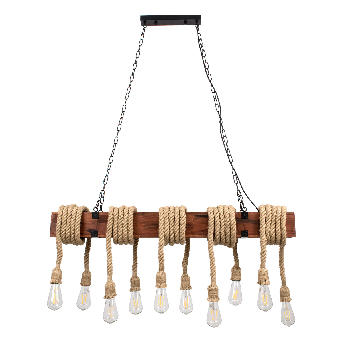 GLOBOSTAR® VIKING 00607 Vintage Κρεμαστό Φωτιστικό Οροφής με Ντουί 10 x E27 AC 220-240V IP20 - Καφε & Μπεζ - Μ108 x Π11 x Υ220cm - ledmania.gr