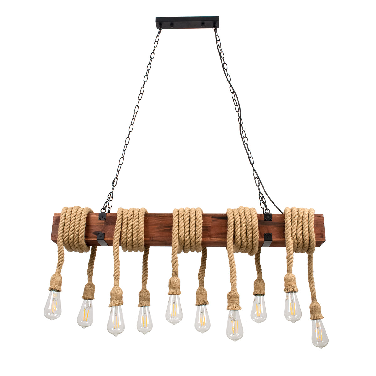 GLOBOSTAR® VIKING 00607 Vintage Κρεμαστό Φωτιστικό Οροφής με Ντουί 10 x E27 AC 220-240V IP20 - Καφε & Μπεζ - Μ108 x Π11 x Υ220cm - ledmania.gr