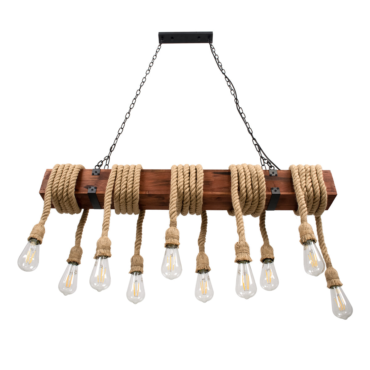 GLOBOSTAR® VIKING 00607 Vintage Κρεμαστό Φωτιστικό Οροφής με Ντουί 10 x E27 AC 220-240V IP20 - Καφε & Μπεζ - Μ108 x Π11 x Υ220cm - ledmania.gr