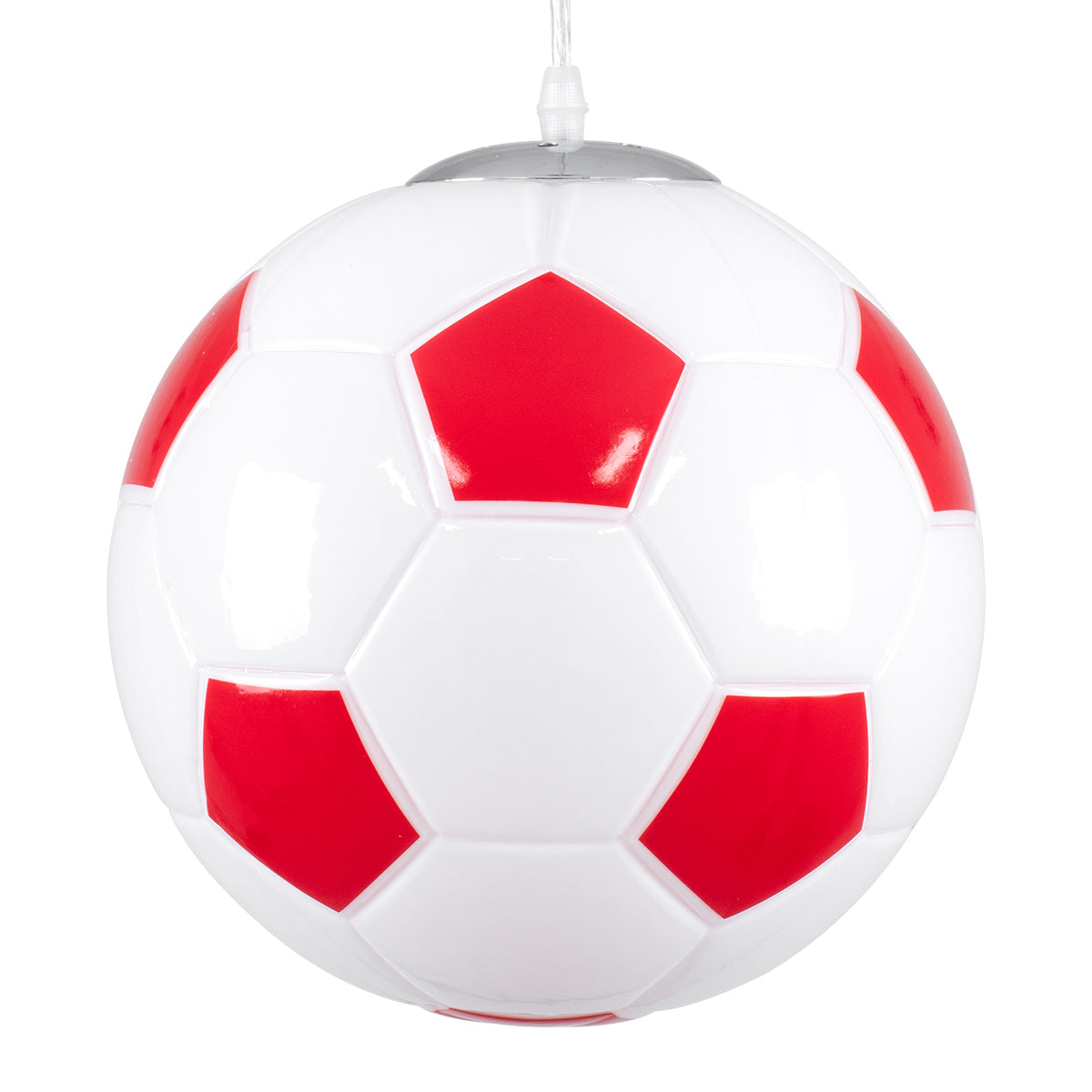 GLOBOSTAR® FOOTBALL 00646 Παιδικό Κρεμαστό Φωτιστικό Οροφής με Ντουί 1 x E27 AC 220-240V IP20 - Λευκό & Κόκκινο - Μ25 x Π25 x Υ25cm - ledmania.gr