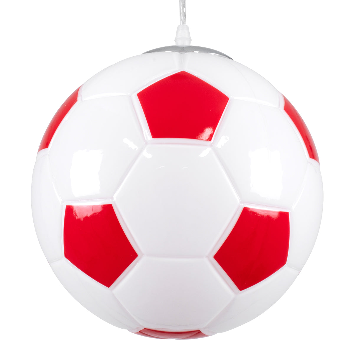 GLOBOSTAR® FOOTBALL 00646 Παιδικό Κρεμαστό Φωτιστικό Οροφής με Ντουί 1 x E27 AC 220-240V IP20 - Λευκό & Κόκκινο - Μ25 x Π25 x Υ25cm - ledmania.gr