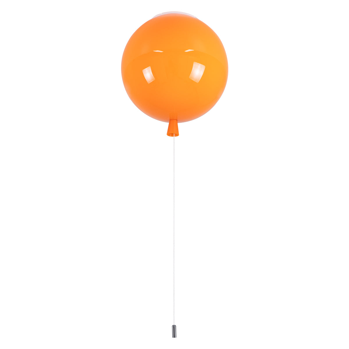GloboStar® BALLOON 00650 Παιδικό Φωτιστικό Οροφής Μπάλα Μονόφωτο 1 x E27 IP20 Πορτοκαλί Πλαστικό με Ασημί Μέταλλο - Μ30 x Π30 x Υ33cm - ledmania.gr