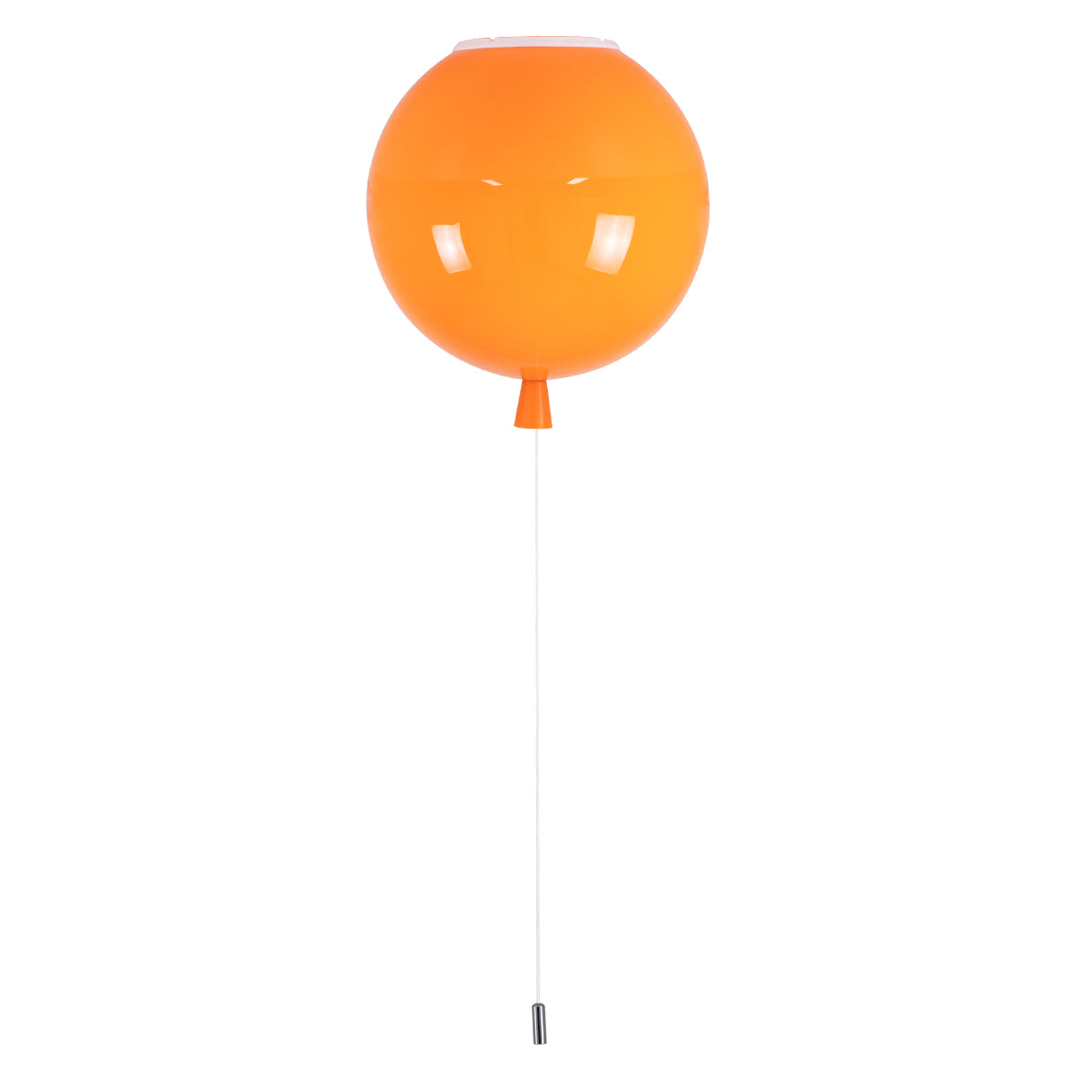 GloboStar® BALLOON 00650 Παιδικό Φωτιστικό Οροφής Μπάλα Μονόφωτο 1 x E27 IP20 Πορτοκαλί Πλαστικό με Ασημί Μέταλλο - Μ30 x Π30 x Υ33cm - ledmania.gr