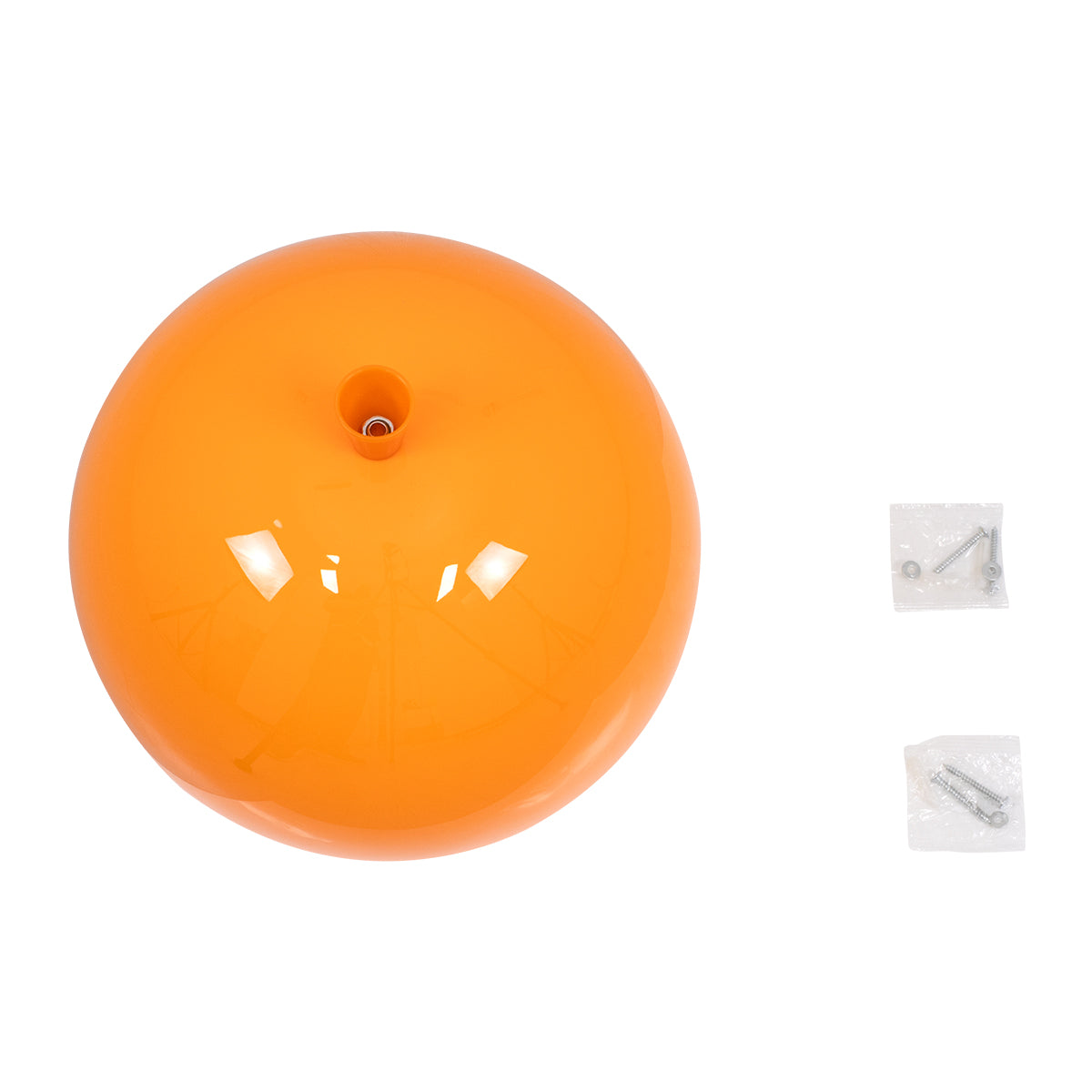 GloboStar® BALLOON 00650 Παιδικό Φωτιστικό Οροφής Μπάλα Μονόφωτο 1 x E27 IP20 Πορτοκαλί Πλαστικό με Ασημί Μέταλλο - Μ30 x Π30 x Υ33cm - ledmania.gr