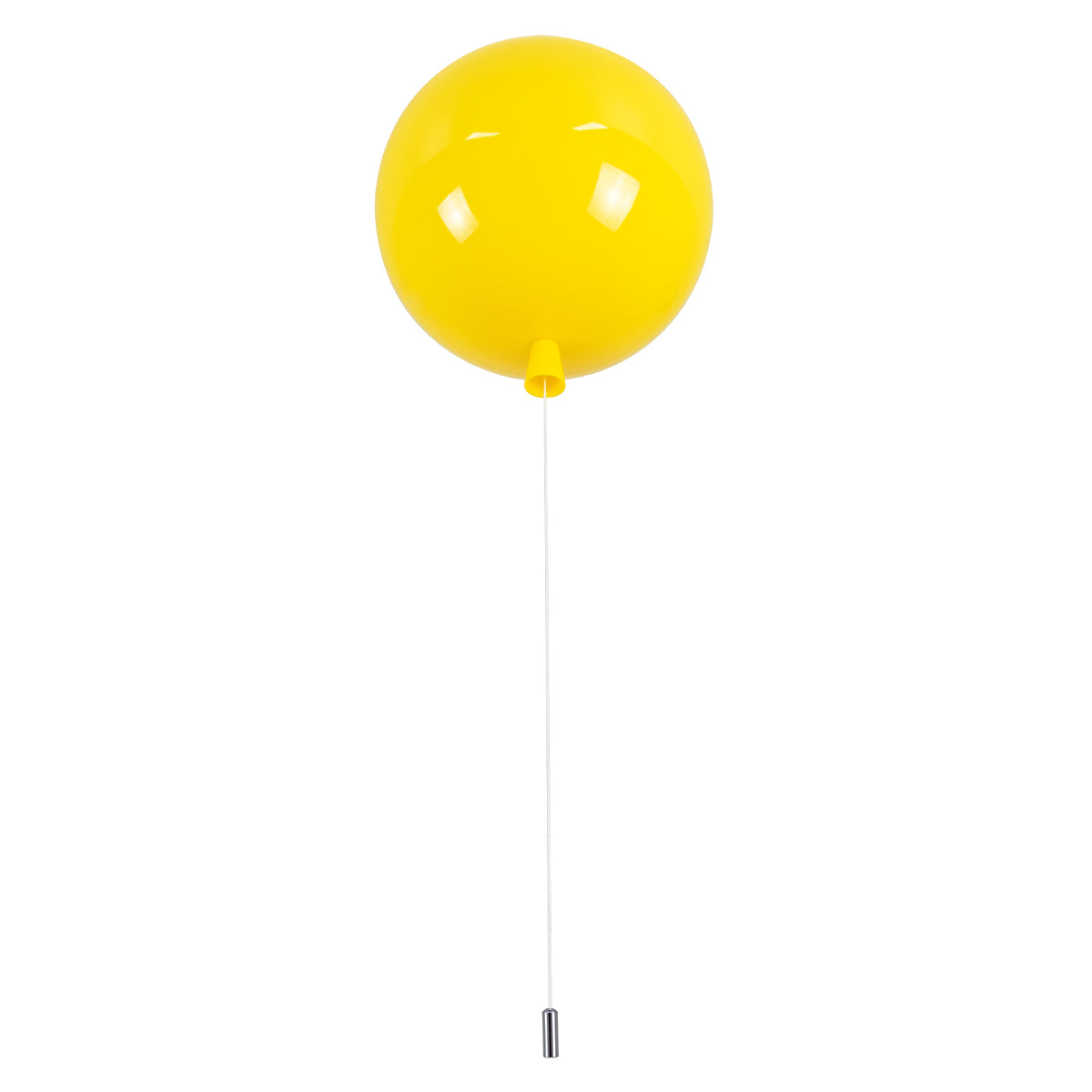 GloboStar® BALLOON 00651 Παιδικό Φωτιστικό Οροφής Μπάλα Μονόφωτο 1 x E27 IP20 Κίτρινο Πλαστικό με Ασημί Μέταλλο - Μ30 x Π30 x Υ33cm - ledmania.gr