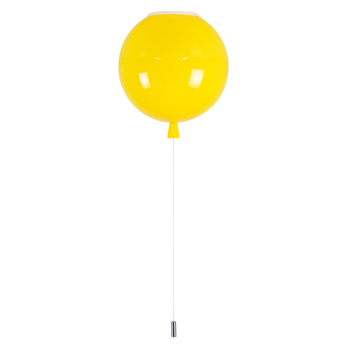 GloboStar® BALLOON 00651 Παιδικό Φωτιστικό Οροφής Μπάλα Μονόφωτο 1 x E27 IP20 Κίτρινο Πλαστικό με Ασημί Μέταλλο - Μ30 x Π30 x Υ33cm - ledmania.gr