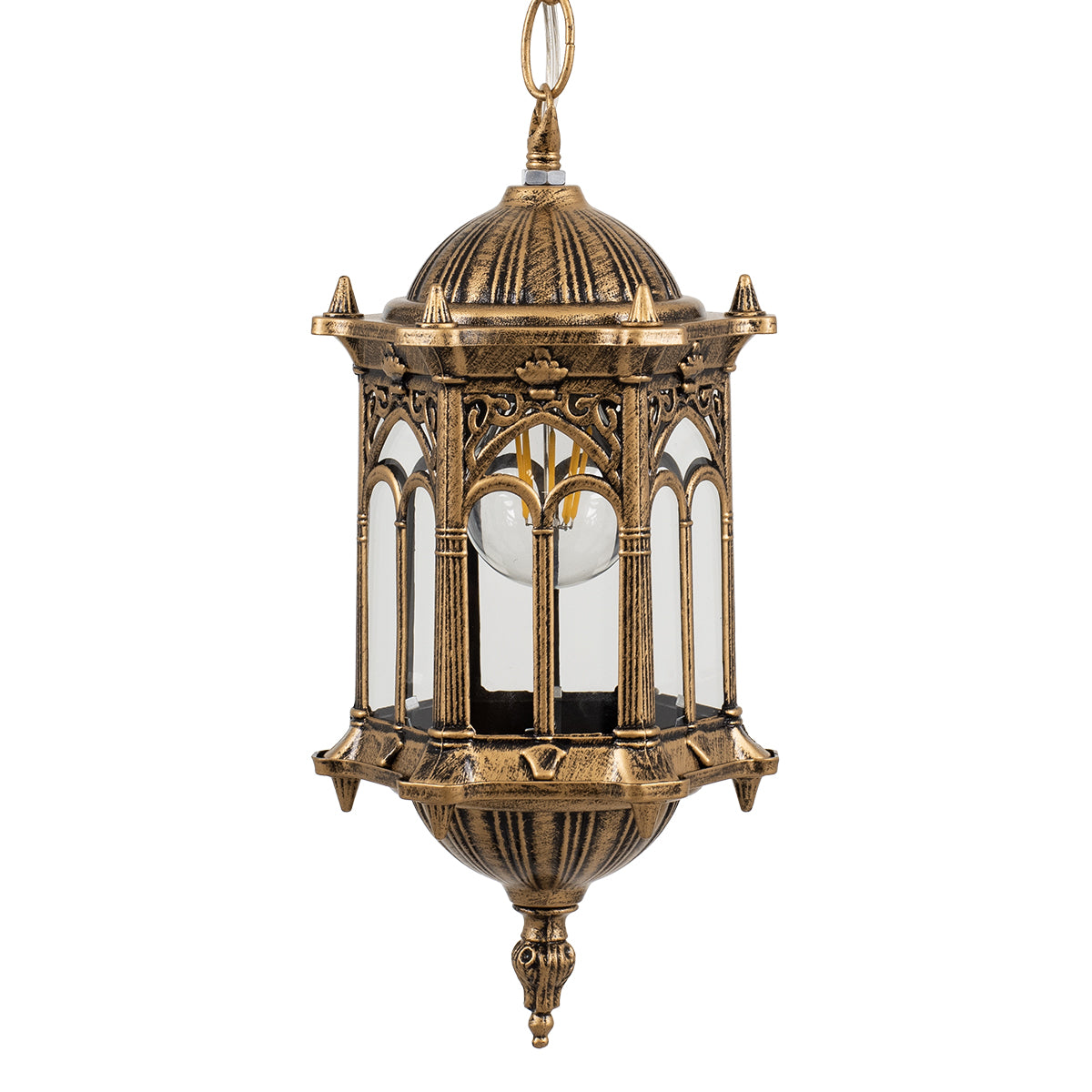 GloboStar® DARCY 00656 Vintage Κρεμαστό Φωτιστικό Πλέγμα Μονόφωτο 1 x E27 IP20 Μπρούτζινο Μέταλλο - Μ15.5 x Π15.5 x Υ32.5cm - ledmania.gr