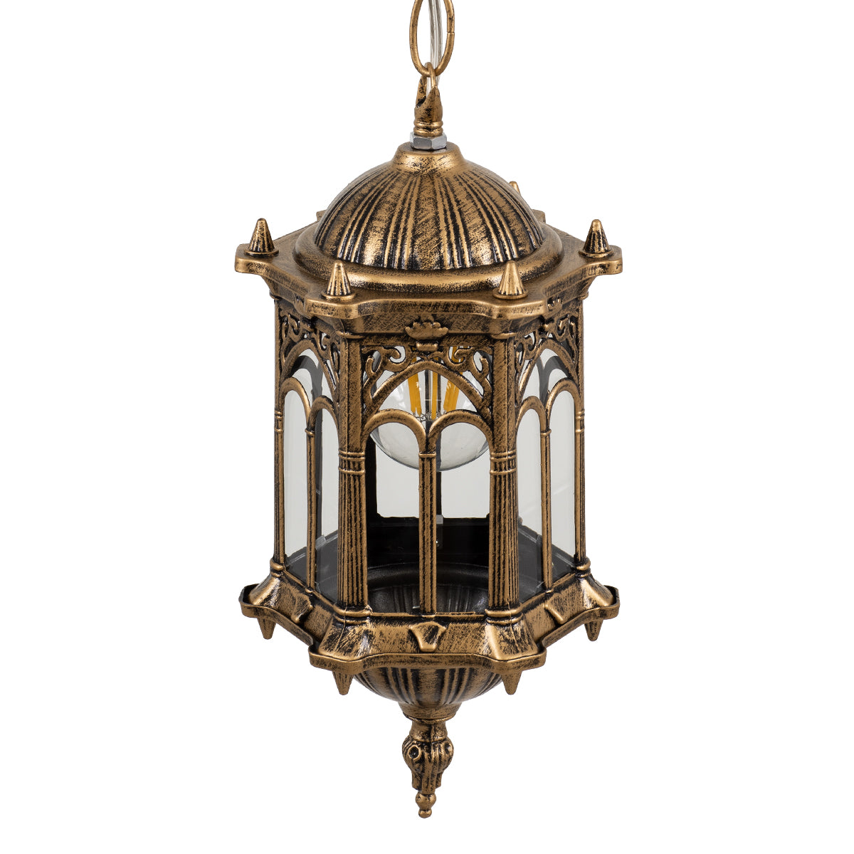 GloboStar® DARCY 00656 Vintage Κρεμαστό Φωτιστικό Πλέγμα Μονόφωτο 1 x E27 IP20 Μπρούτζινο Μέταλλο - Μ15.5 x Π15.5 x Υ32.5cm - ledmania.gr