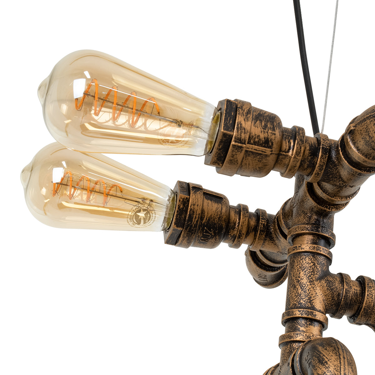 GLOBOSTAR® SWIFTWALKER 00660 Vintage Κρεμαστό Φωτιστικό Οροφής με Ντουί 3 x E27 AC 220-240V IP20 - Χάλκινο & Κόκκινο - Μ85 x Π29.5 x Υ55cm - ledmania.gr