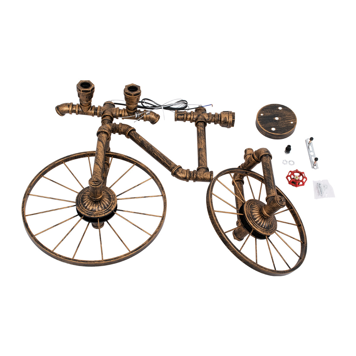 GLOBOSTAR® SWIFTWALKER 00660 Vintage Κρεμαστό Φωτιστικό Οροφής με Ντουί 3 x E27 AC 220-240V IP20 - Χάλκινο & Κόκκινο - Μ85 x Π29.5 x Υ55cm - ledmania.gr