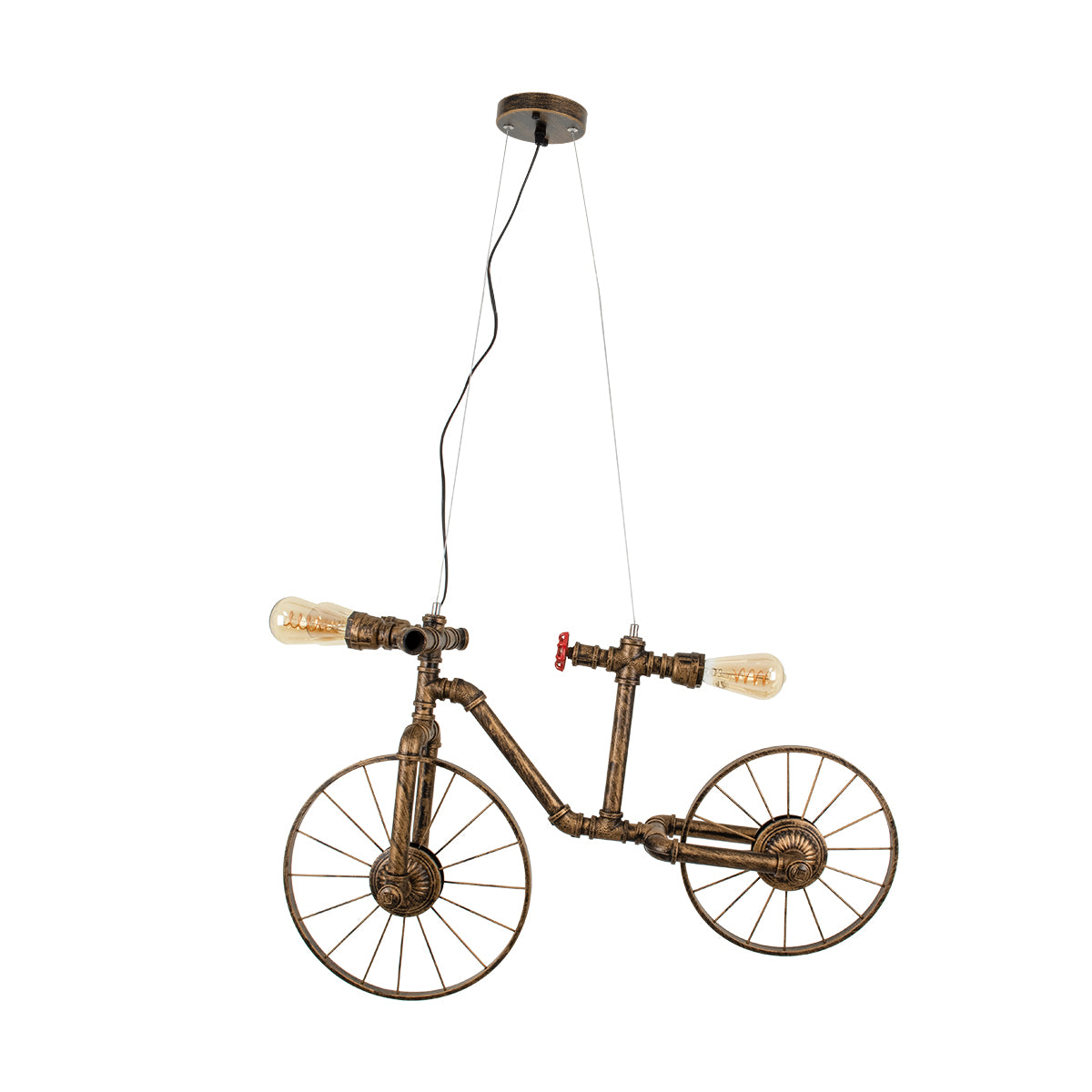 GLOBOSTAR® SWIFTWALKER 00660 Vintage Κρεμαστό Φωτιστικό Οροφής με Ντουί 3 x E27 AC 220-240V IP20 - Χάλκινο & Κόκκινο - Μ85 x Π29.5 x Υ55cm - ledmania.gr