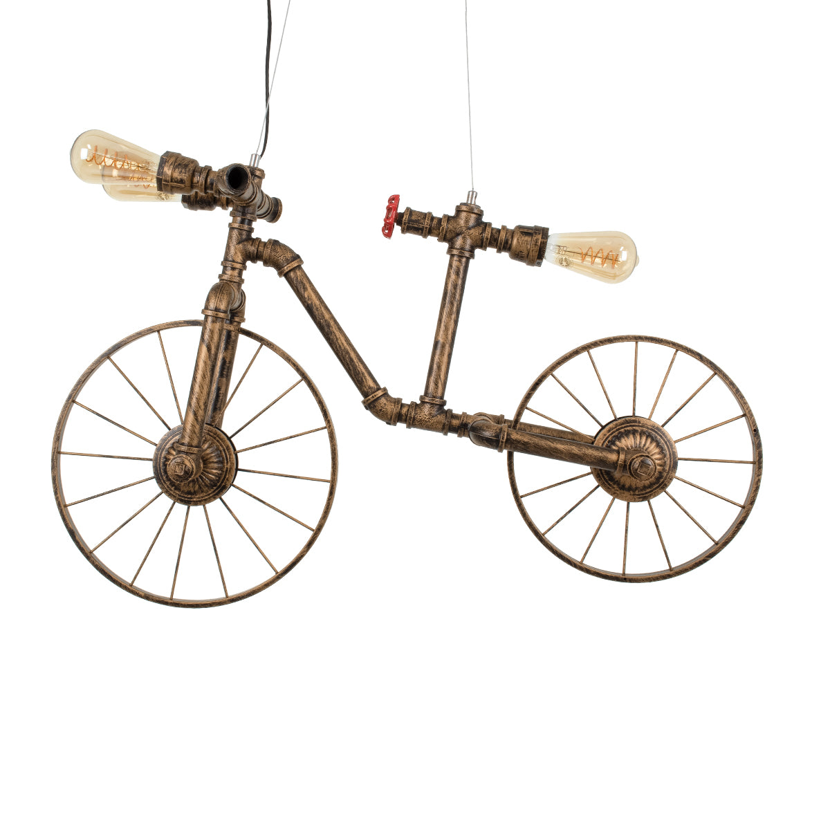 GLOBOSTAR® SWIFTWALKER 00660 Vintage Κρεμαστό Φωτιστικό Οροφής με Ντουί 3 x E27 AC 220-240V IP20 - Χάλκινο & Κόκκινο - Μ85 x Π29.5 x Υ55cm - ledmania.gr