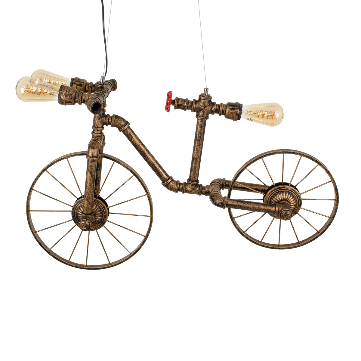 GLOBOSTAR® SWIFTWALKER 00660 Vintage Κρεμαστό Φωτιστικό Οροφής με Ντουί 3 x E27 AC 220-240V IP20 - Χάλκινο & Κόκκινο - Μ85 x Π29.5 x Υ55cm - ledmania.gr