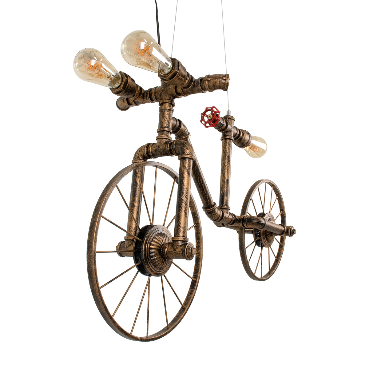 GLOBOSTAR® SWIFTWALKER 00660 Vintage Κρεμαστό Φωτιστικό Οροφής με Ντουί 3 x E27 AC 220-240V IP20 - Χάλκινο & Κόκκινο - Μ85 x Π29.5 x Υ55cm - ledmania.gr