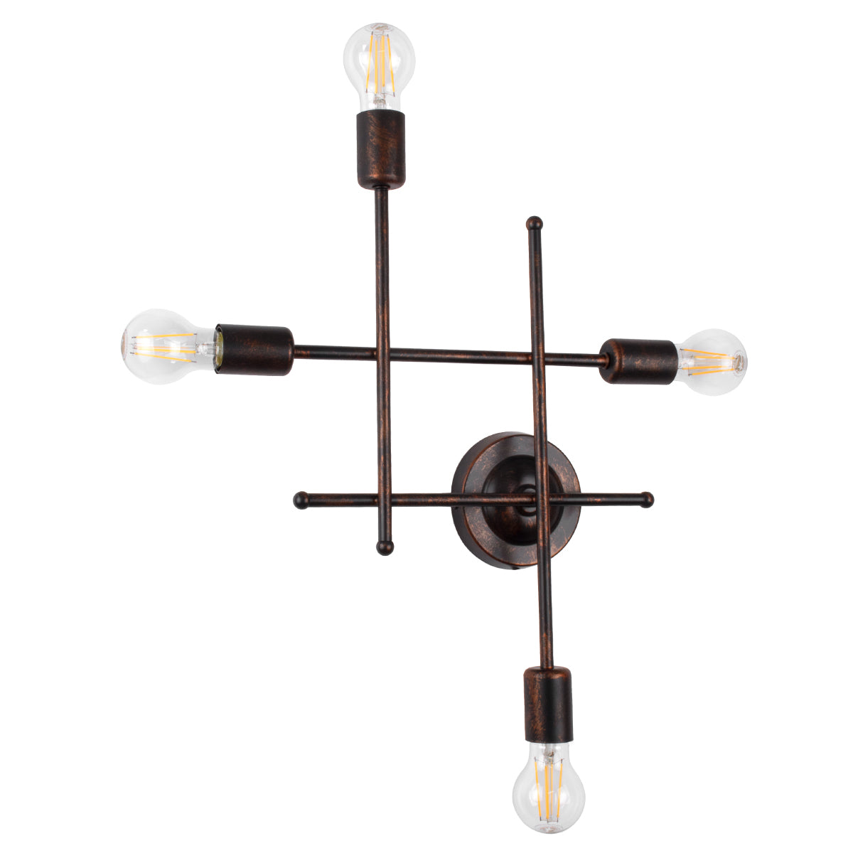 GloboStar® PIPING 00662 Vintage Industrial Επιτοίχιο Φωτιστικό Πολύφωτο Σκούρο Καφέ- Χάλκινο Μεταλλικό Πλέγμα Μ40 x Π9 x Υ52cm - ledmania.gr