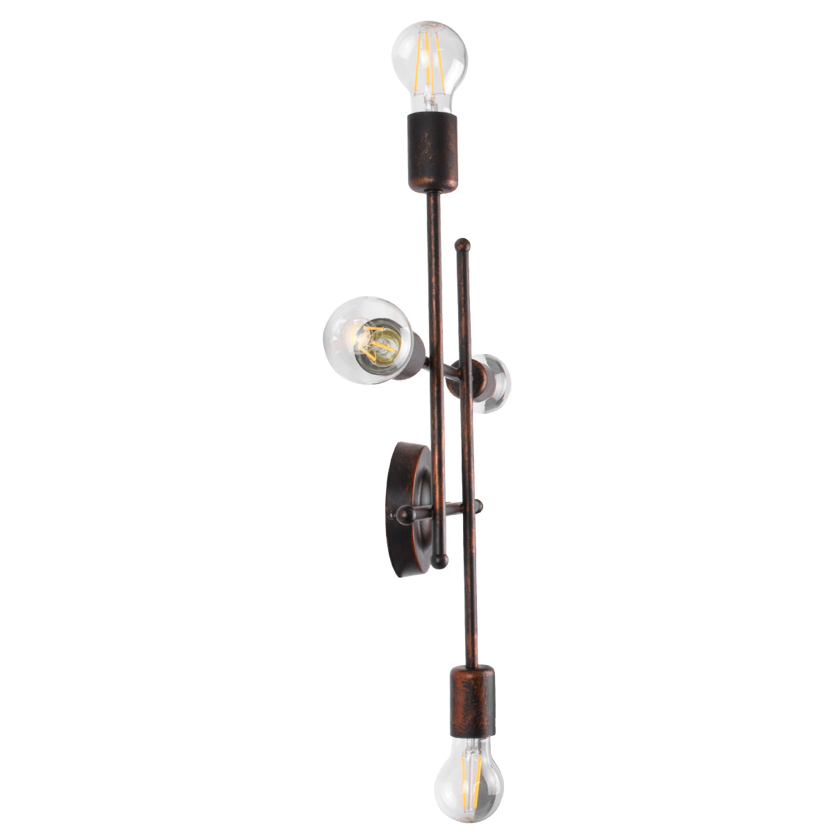 GloboStar® PIPING 00662 Vintage Industrial Επιτοίχιο Φωτιστικό Πολύφωτο Σκούρο Καφέ- Χάλκινο Μεταλλικό Πλέγμα Μ40 x Π9 x Υ52cm - ledmania.gr