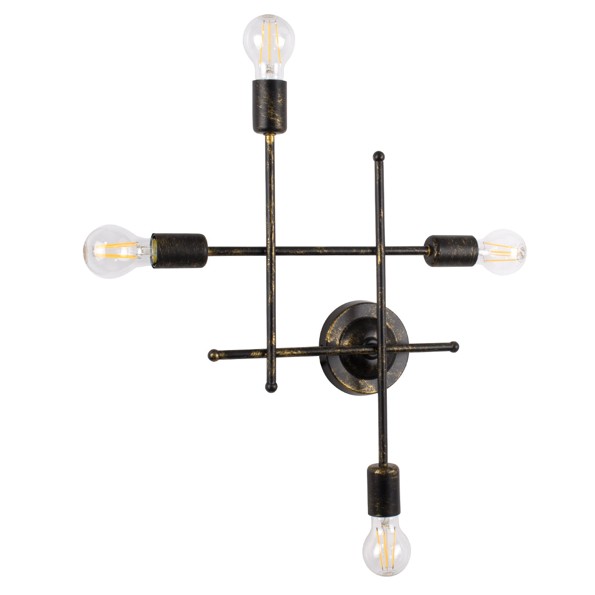 GloboStar® PIPING 00663 Vintage Επιτοίχιο Φωτιστικό Πολύφωτο 4xE27 AC220-240V IP20 - Μ40 x Π9 x Υ52cm - Μπρούτζινο Μεταλλικό Πλέγμα - ledmania.gr