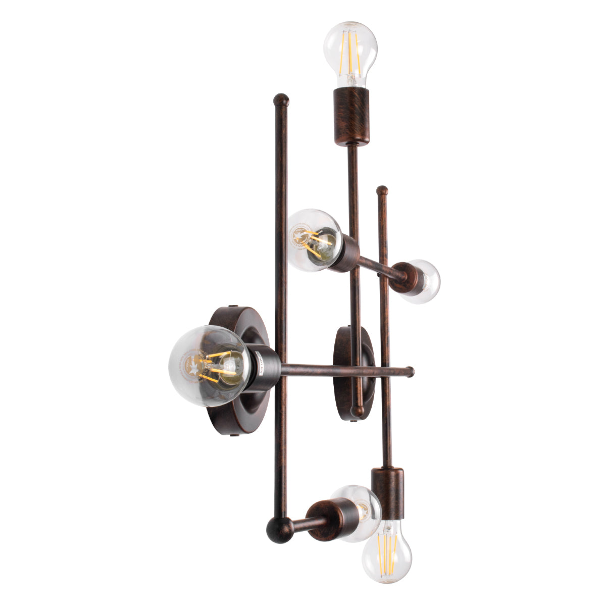 GloboStar® PIPING 00665 Vintage Επιτοίχιο Φωτιστικό Πολύφωτο 6 x E27 IP20 Χάλκινο Μέταλλο - Μ66 x Π9.5 x Υ49cm - ledmania.gr