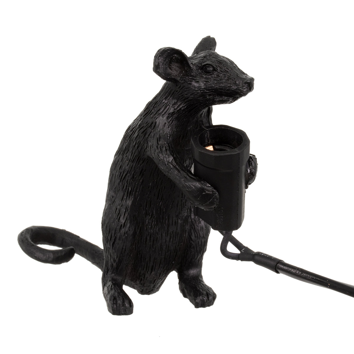 GloboStar® MOUSE 00678 Vintage Επιτραπέζιο Φωτιστικό Πορτατίφ Λαμπατέρ Μονόφωτο με Ντουί 1 x E12 AC 230V Μαύρο Πλαστικό Μ12 x Π4 x Υ10cm - ledmania.gr