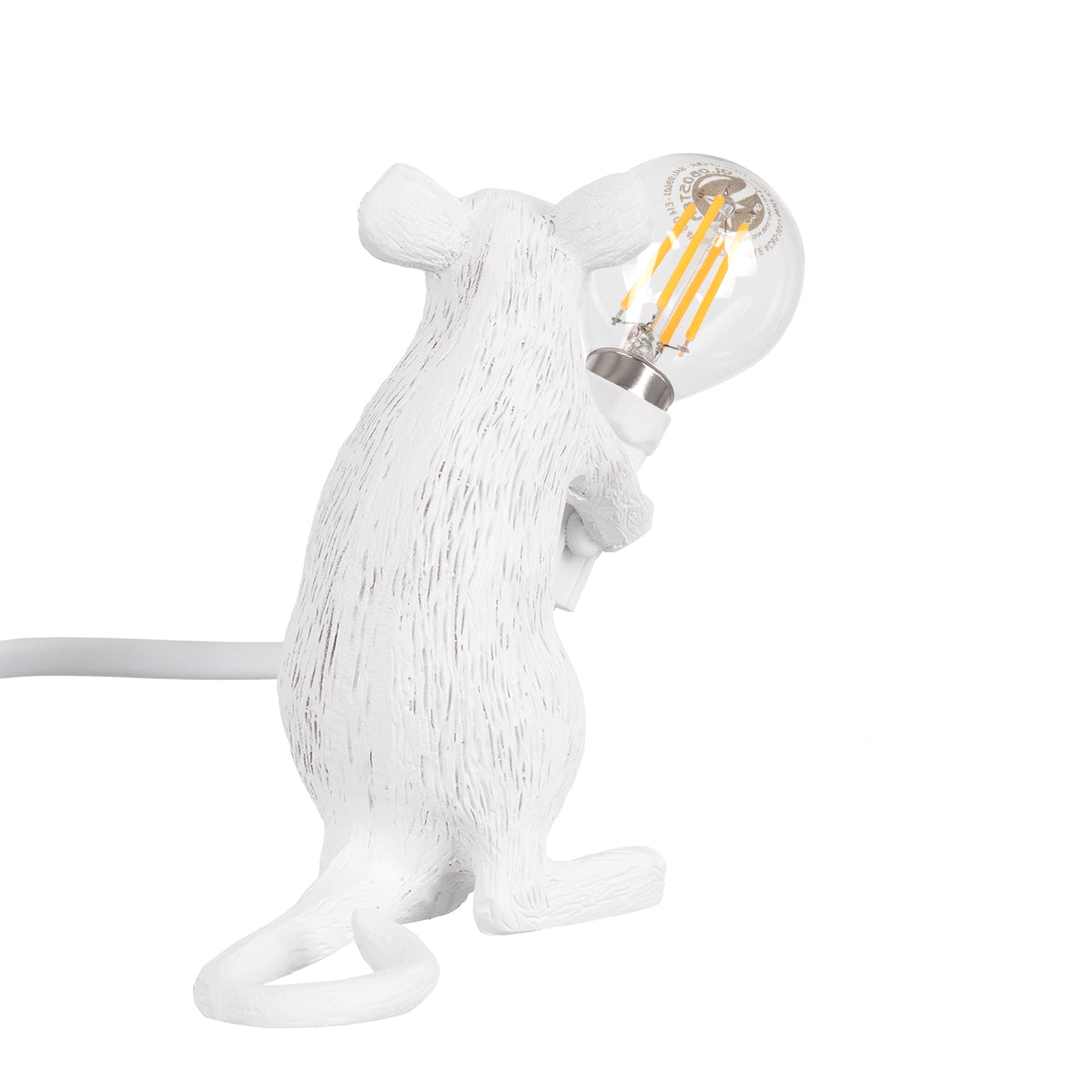 GloboStar® MOUSE 00679 Μοντέρνο Επιτραπέζιο Φωτιστικό Πορτατίφ Λαμπατέρ Μονόφωτο με Ντουί 1 x E12 AC 230V Λευκό Πλαστικό Μ12 x Π4 x Υ10cm - ledmania.gr