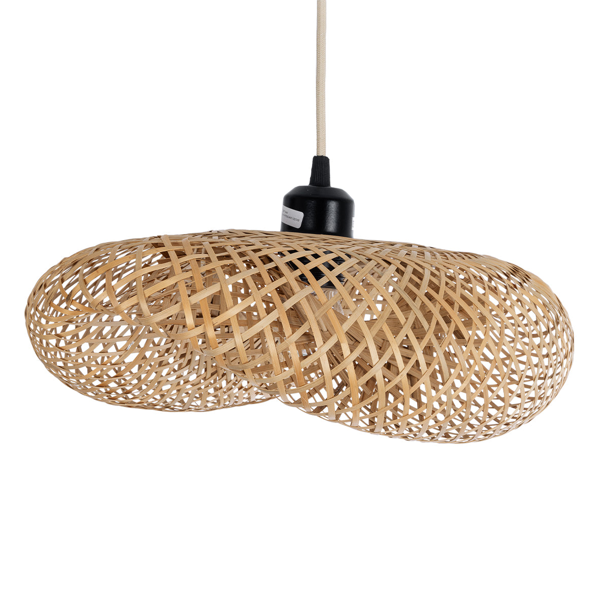GloboStar® MEXICO 00718 Boho Κρεμαστό Φωτιστικό Πλέγμα Μονόφωτο 1 x E27 IP20 Μπεζ Ξύλο - Μ40 x Π30 x Y18cm - ledmania.gr