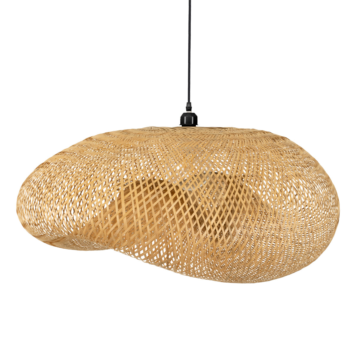 GloboStar® MEXICO 00721 Boho Κρεμαστό Φωτιστικό Οροφής Μονόφωτο 1 x E27 Μπεζ Ξύλινο Μπαμπού Μ100 x Π80 x Y35cm - ledmania.gr