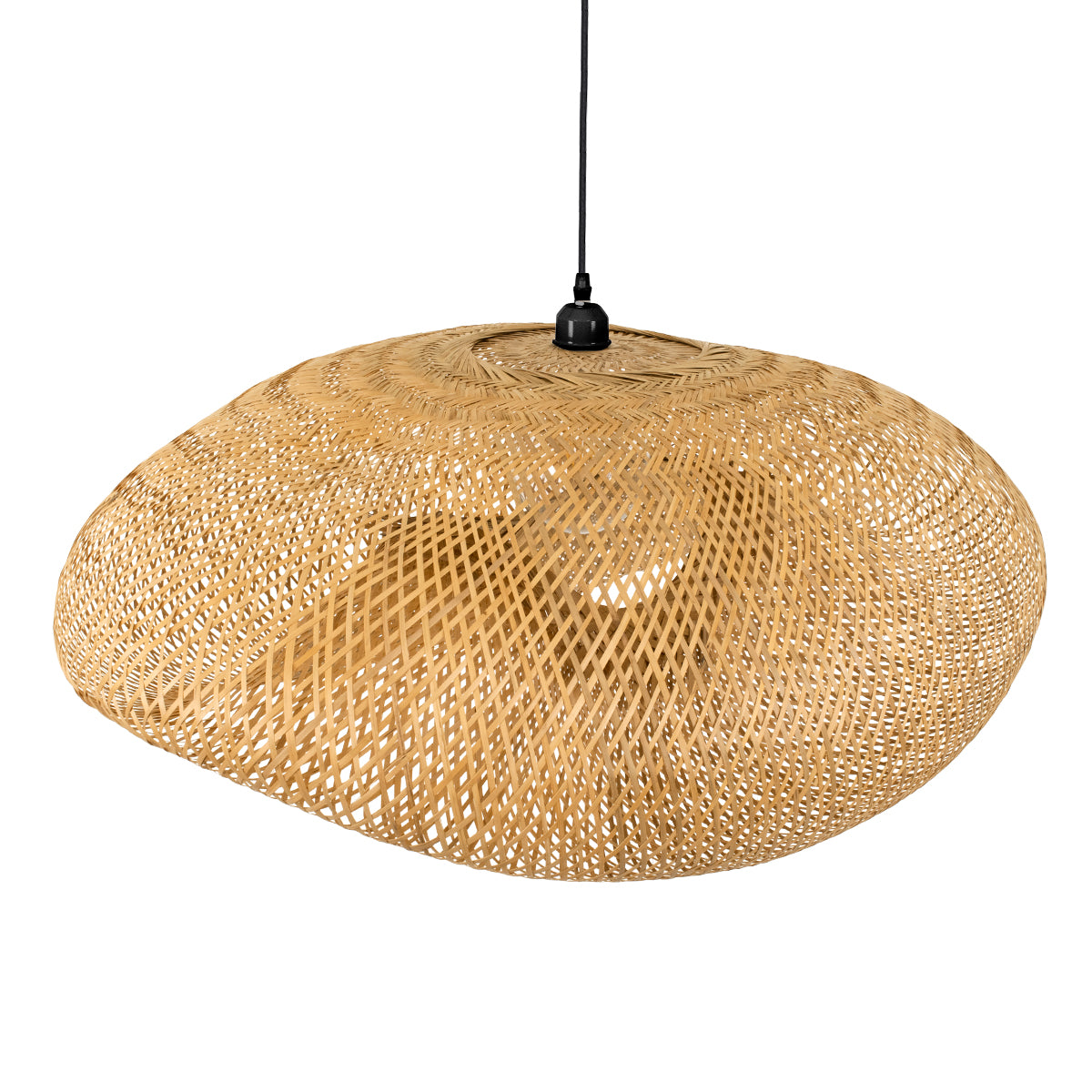 GloboStar® MEXICO 00721 Boho Κρεμαστό Φωτιστικό Οροφής Μονόφωτο 1 x E27 Μπεζ Ξύλινο Μπαμπού Μ100 x Π80 x Y35cm - ledmania.gr