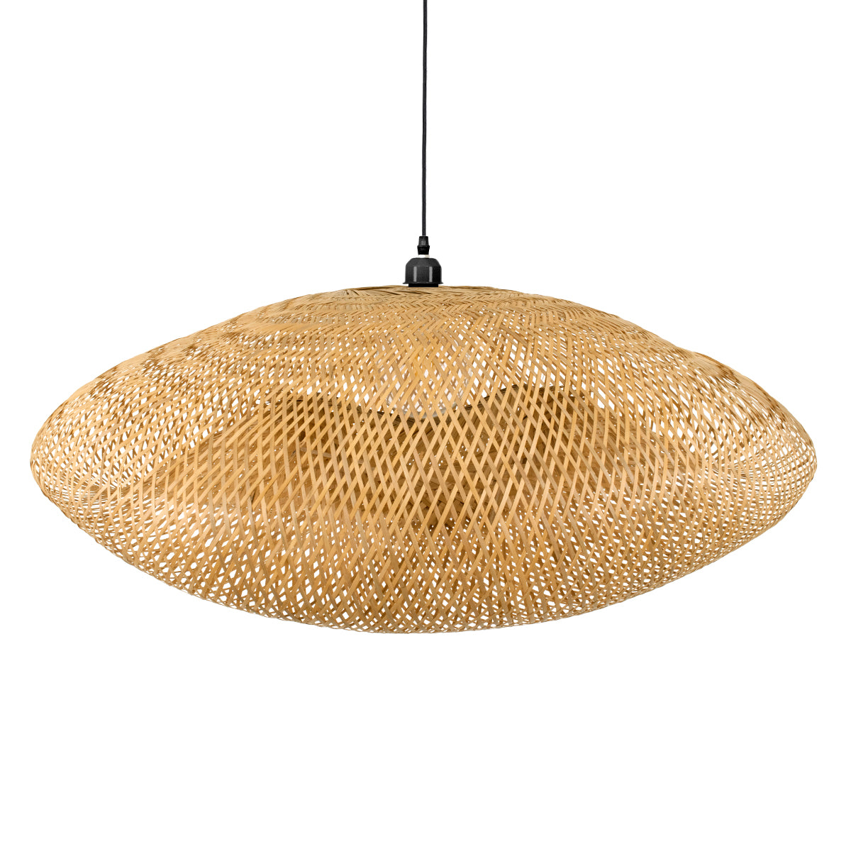 GloboStar® MEXICO 00721 Boho Κρεμαστό Φωτιστικό Οροφής Μονόφωτο 1 x E27 Μπεζ Ξύλινο Μπαμπού Μ100 x Π80 x Y35cm - ledmania.gr