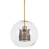 GloboStar® AVERY 00740 Μοντέρνο Κρεμαστό Φωτιστικό Μπάλα Μονόφωτο 1 x E27 IP20 Διάφανο Γυαλί με Χρυσό Μέταλλο - Μ30 x Π30 x Υ48cm - ledmania.gr