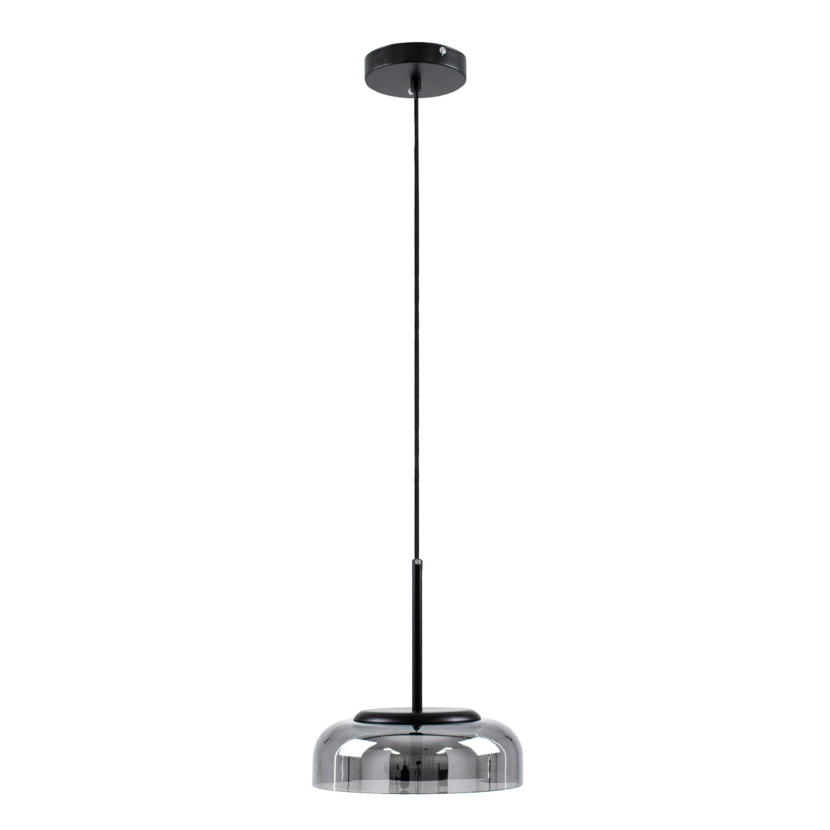GloboStar® CHARLOTTE 00743 Μοντέρνο Κρεμαστό Φωτιστικό Καμπάνα CREE LED 5W 500lm 180° AC 85-265V IP20 Θερμό Λευκό 2700K Ασημί Γυαλί με Μαύρο Μέταλλο Μ23 x Π23 x Υ23cm - 2 Xρόνια Εγγύηση - ledmania.gr