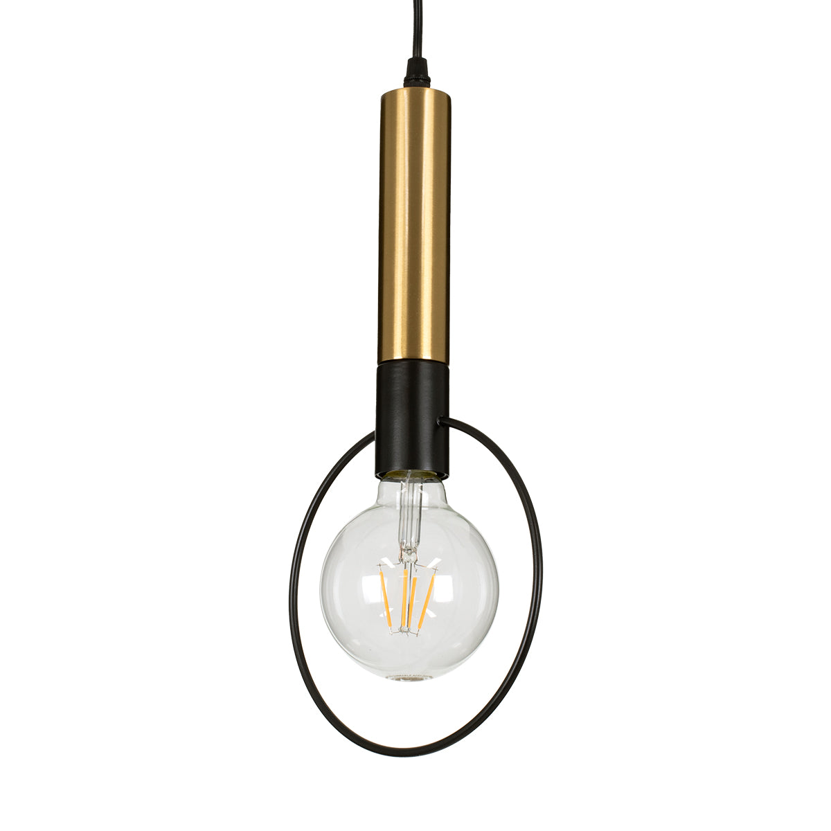 GLOBOSTAR® OLVERO 00772 Μοντέρνο Κρεμαστό Φωτιστικό Οροφής με Ντουί 1 x E27 AC 220-240V IP20 - Μαύρο & Χρυσό - Μ18 x Π4 x Y38cm
