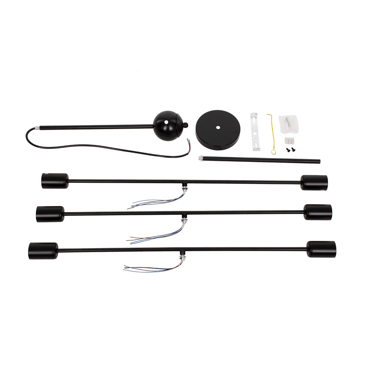 GLOBOSTAR® ZANE 00784 Μοντέρνο Φωτιστικό Οροφής με Ντουί 6 x E27 AC 220-240V IP20 - Μαύρο - Μ70 x Π70 x Υ100cm