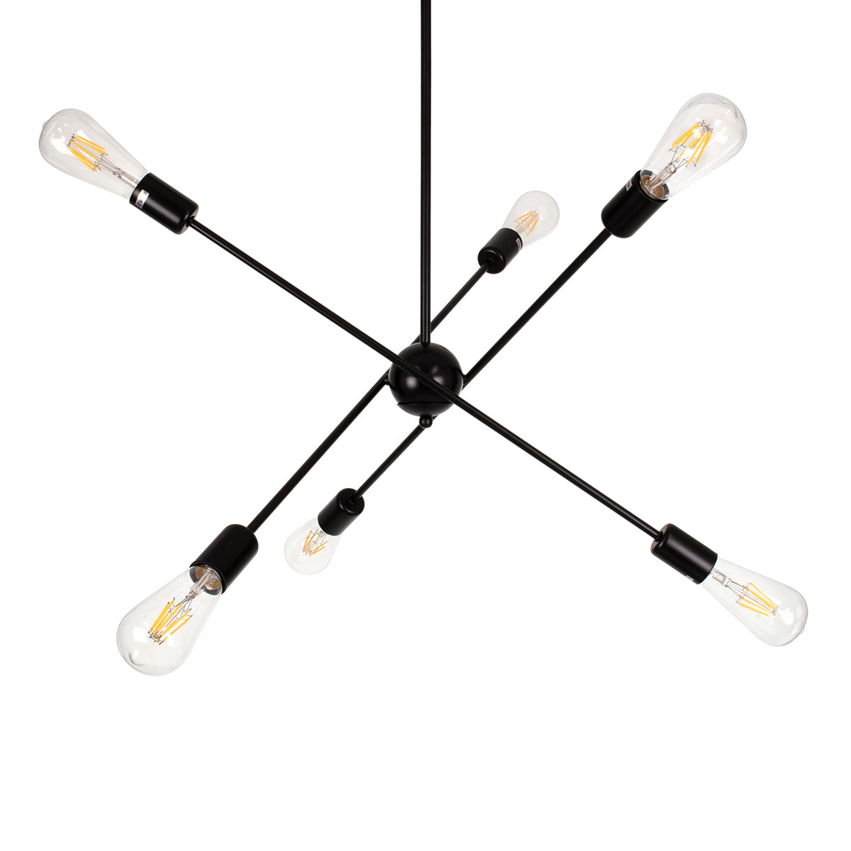 GLOBOSTAR® ZANE 00784 Μοντέρνο Φωτιστικό Οροφής με Ντουί 6 x E27 AC 220-240V IP20 - Μαύρο - Μ70 x Π70 x Υ100cm