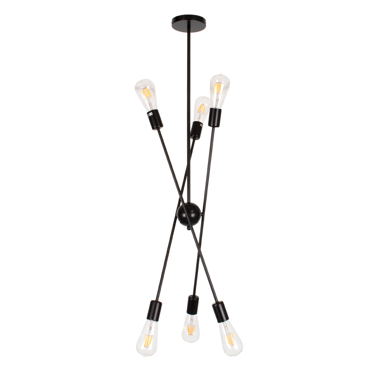 GLOBOSTAR® ZANE 00784 Μοντέρνο Φωτιστικό Οροφής με Ντουί 6 x E27 AC 220-240V IP20 - Μαύρο - Μ70 x Π70 x Υ100cm