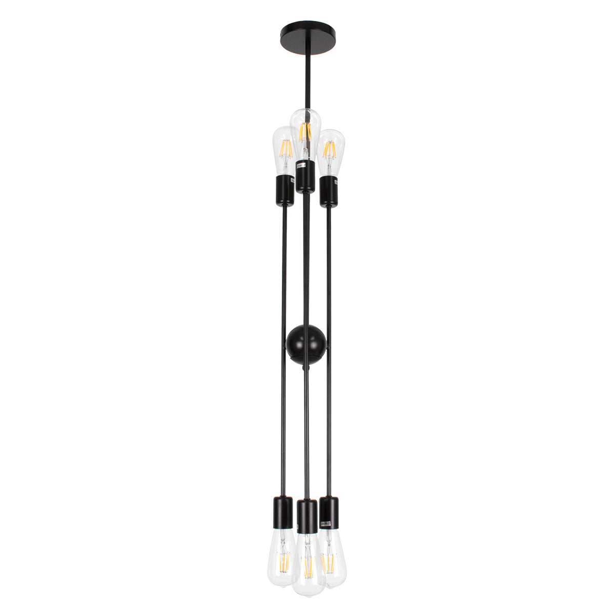 GLOBOSTAR® ZANE 00784 Μοντέρνο Φωτιστικό Οροφής με Ντουί 6 x E27 AC 220-240V IP20 - Μαύρο - Μ70 x Π70 x Υ100cm