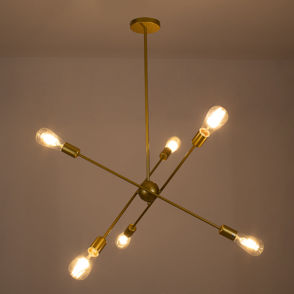 GloboStar® ZANE 00786 Μοντέρνο Φωτιστικό Οροφής Πολύφωτο Χρυσό Μεταλλικό Ράγα Φ70 x Y100cm - ledmania.gr