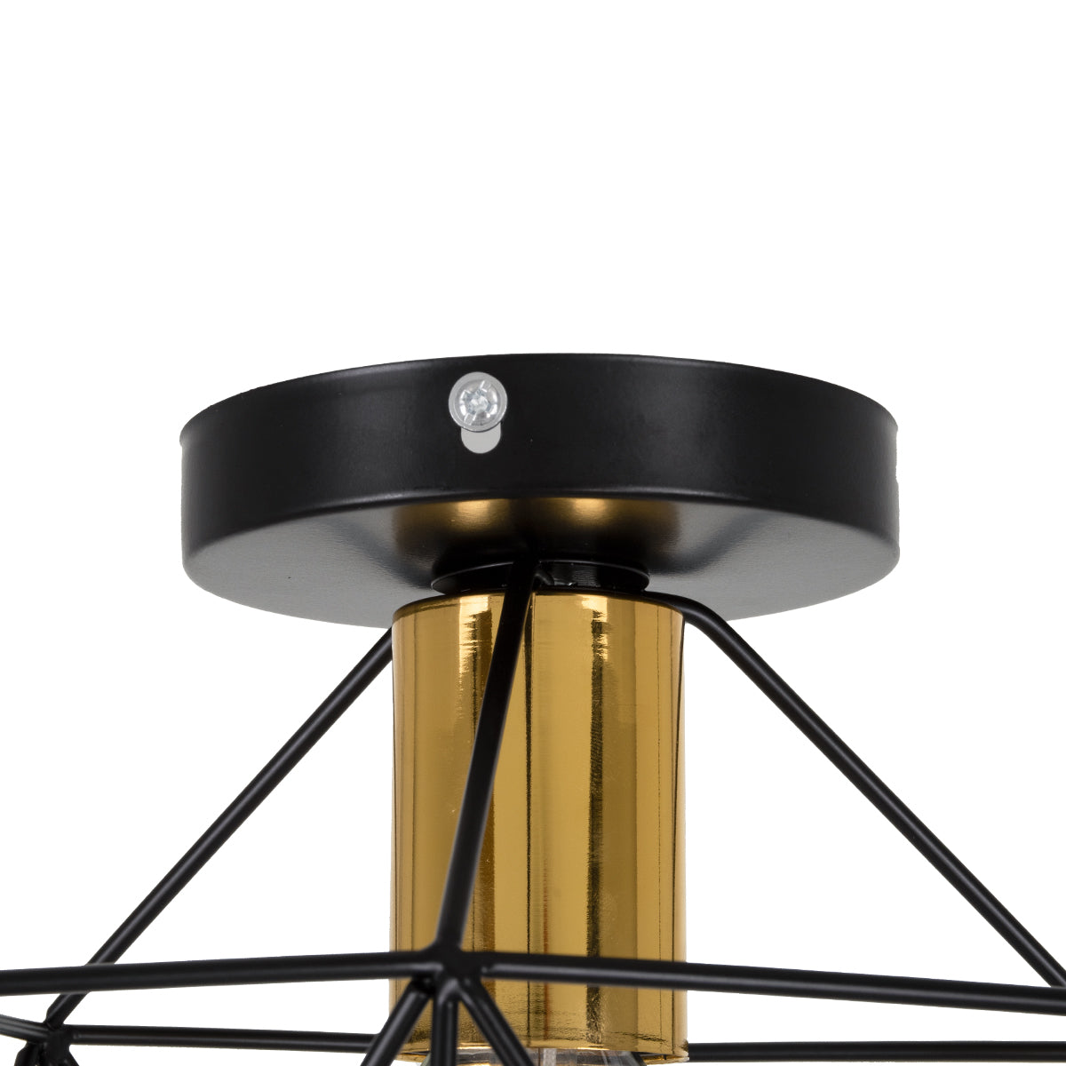 GloboStar® TRON 00792 Μοντέρνο Φωτιστικό Οροφής Μονόφωτο Μαύρο - Χρυσό Μεταλλικό Πλέγμα Φ18 x Y19.5cm - ledmania.gr