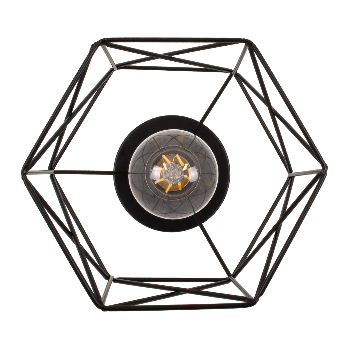 GloboStar® TRON 00792 Μοντέρνο Φωτιστικό Οροφής Μονόφωτο Μαύρο - Χρυσό Μεταλλικό Πλέγμα Φ18 x Y19.5cm - ledmania.gr