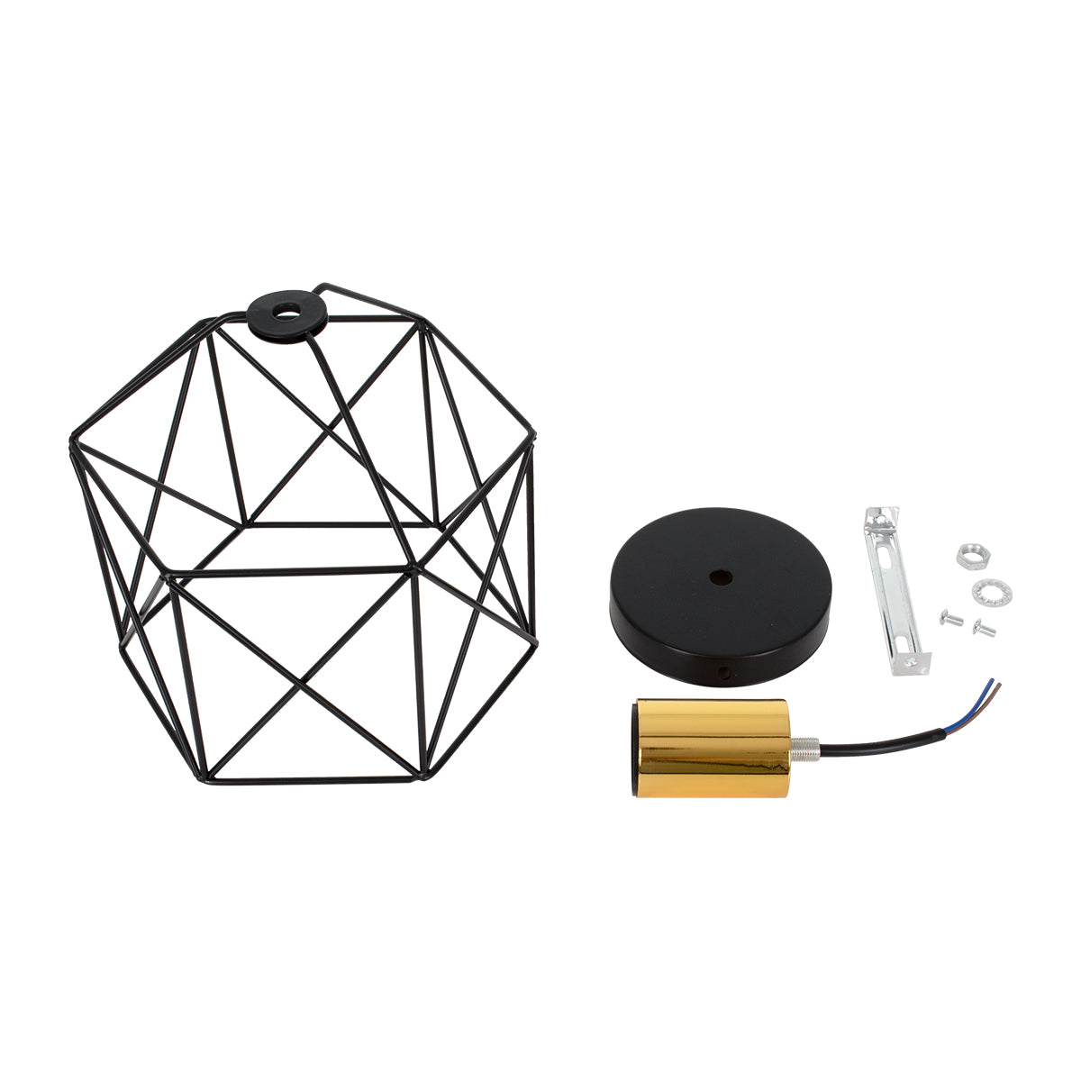 GloboStar® TRON 00792 Μοντέρνο Φωτιστικό Οροφής Μονόφωτο Μαύρο - Χρυσό Μεταλλικό Πλέγμα Φ18 x Y19.5cm - ledmania.gr