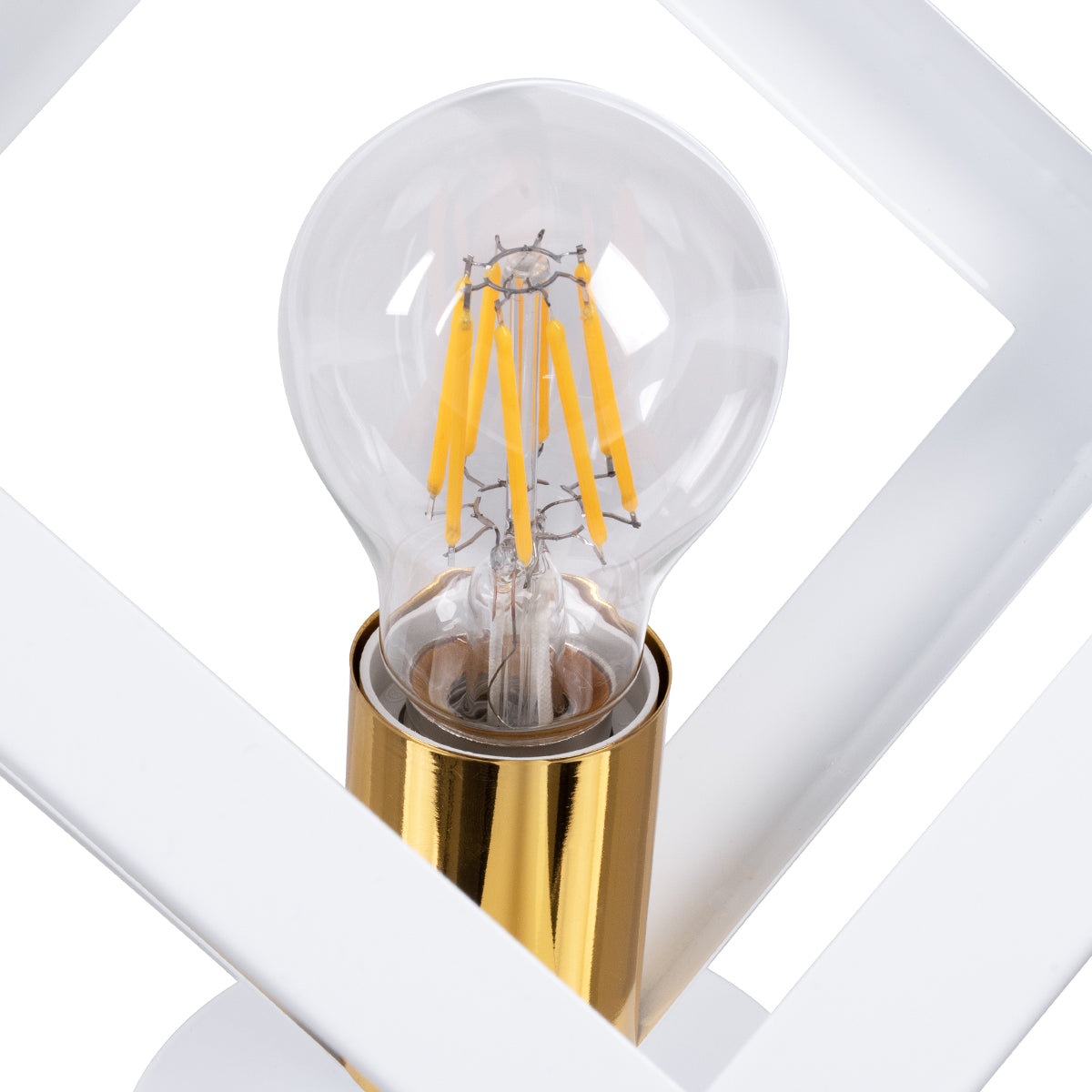 GLOBOSTAR® CUBE 00800 Μοντέρνο Φωτιστικό Οροφής με Ντουί 1 x E27 AC 220-240V IP20 - Λευκό & Χρυσό - Μ25 x Π25 x Υ25cm - ledmania.gr