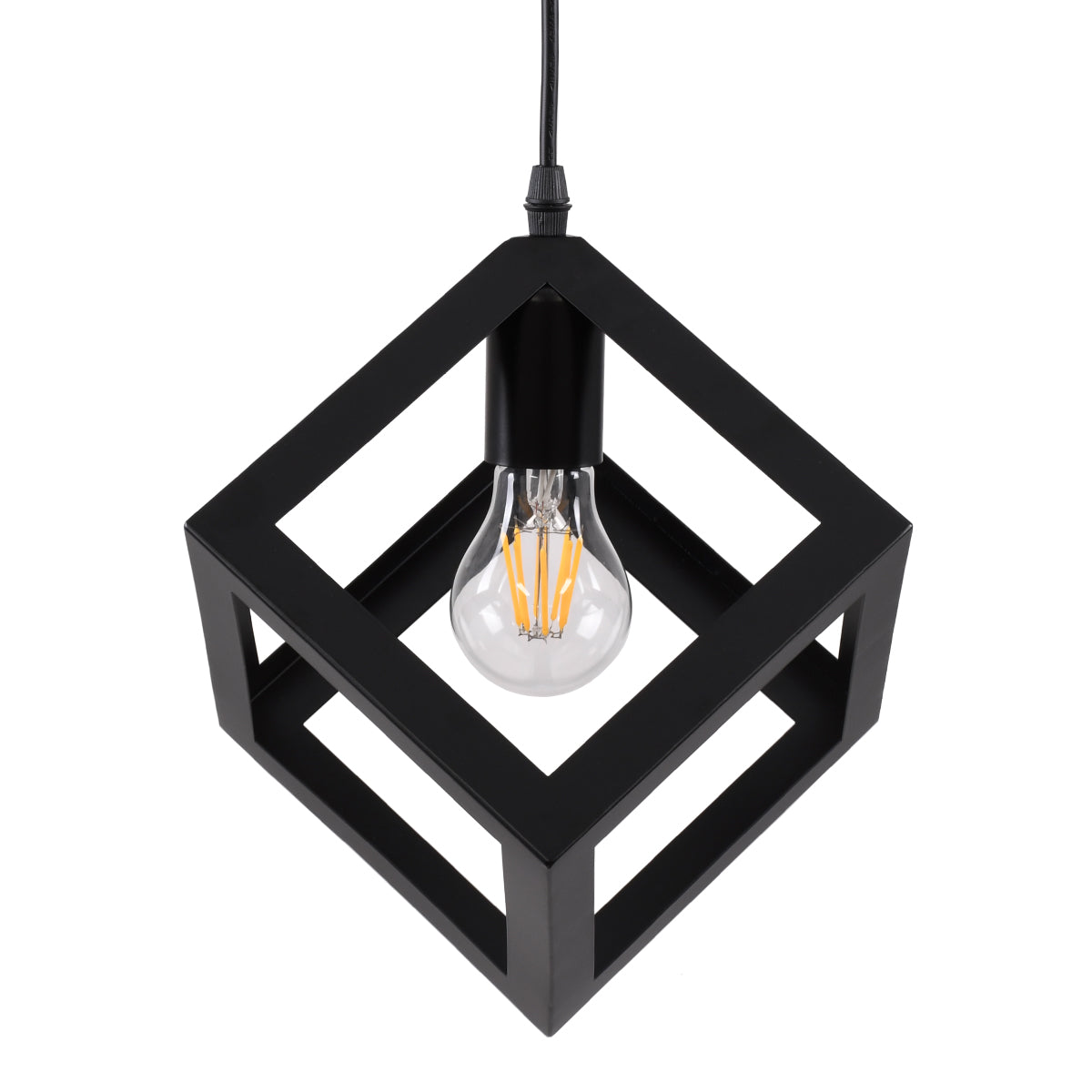 GLOBOSTAR® CUBE 00801 Μοντέρνο Κρεμαστό Φωτιστικό Οροφής με Ντουί 1 x E27 AC 220-240V IP20 - Μαύρο - Μ25 x Π25 x Υ25cm