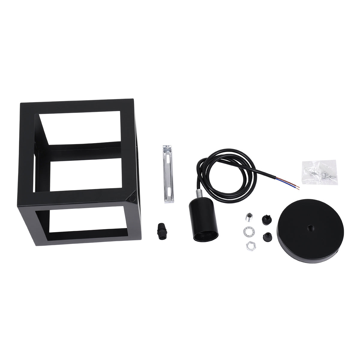 GLOBOSTAR® CUBE 00801 Μοντέρνο Κρεμαστό Φωτιστικό Οροφής με Ντουί 1 x E27 AC 220-240V IP20 - Μαύρο - Μ25 x Π25 x Υ25cm
