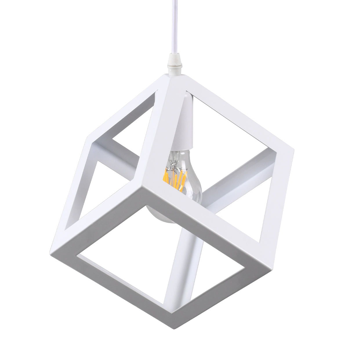 GLOBOSTAR® CUBE 00802 Μοντέρνο Κρεμαστό Φωτιστικό Οροφής με Ντουί 1 x E27 AC 220-240V IP20 - Λευκό - Μ25 x Π25 x Υ25cm - ledmania.gr