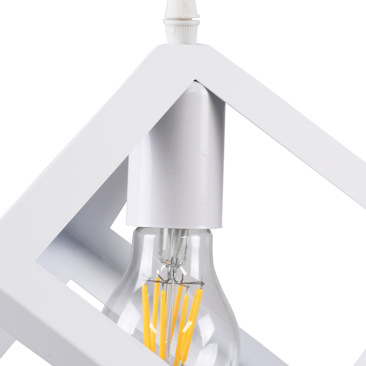 GLOBOSTAR® CUBE 00802 Μοντέρνο Κρεμαστό Φωτιστικό Οροφής με Ντουί 1 x E27 AC 220-240V IP20 - Λευκό - Μ25 x Π25 x Υ25cm - ledmania.gr