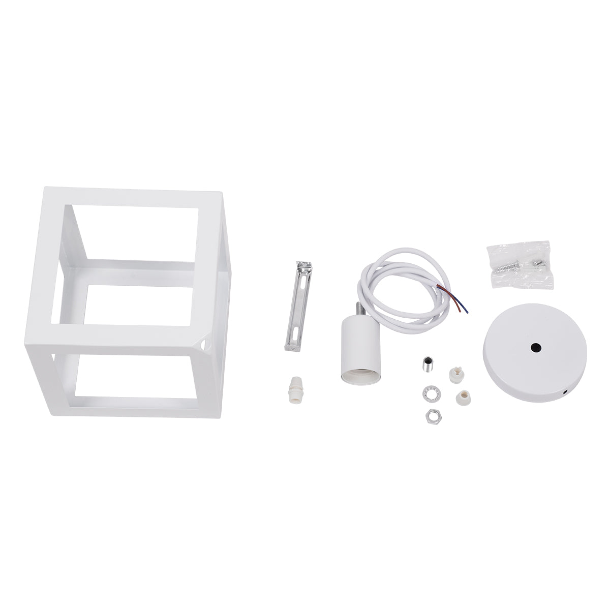GLOBOSTAR® CUBE 00802 Μοντέρνο Κρεμαστό Φωτιστικό Οροφής με Ντουί 1 x E27 AC 220-240V IP20 - Λευκό - Μ25 x Π25 x Υ25cm - ledmania.gr