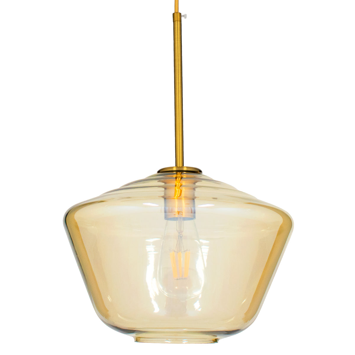 GloboStar® AMARIS 00870 Μοντέρνο Κρεμαστό Φωτιστικό Οροφής Μονόφωτο 1 x E27 Γυάλινο Φιμέ Μελί Φ30 x Υ22cm - ledmania.gr