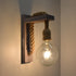 GloboStar® KENSI 00879 Vintage Επιτοίχιο Φωτιστικό Απλίκα Μονόφωτο 1 x E27 IP20 Γκρι Ξύλο με Μπεζ Σχοινί - Μ7 x Π20 x Υ30cm - ledmania.gr