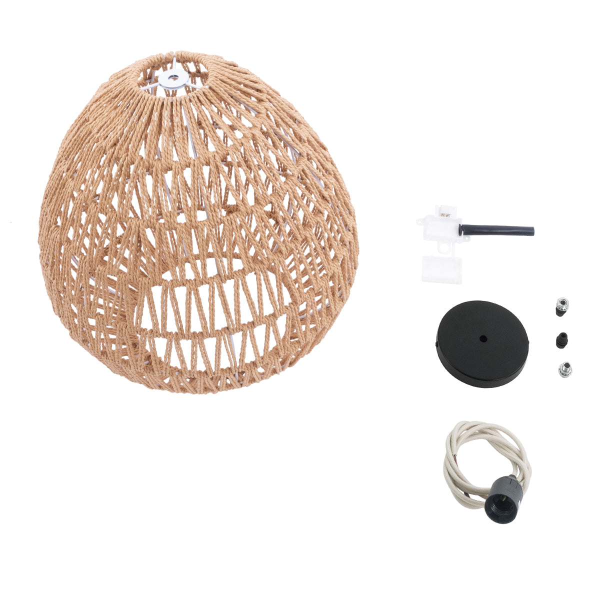 GLOBOSTAR® JJENSON 00911 Boho Κρεμαστό Φωτιστικό Οροφής με Ντουί 1 x E27 AC 220-240V IP20 - Μπεζ - Μ36 x Π36 x Υ30cm - ledmania.gr