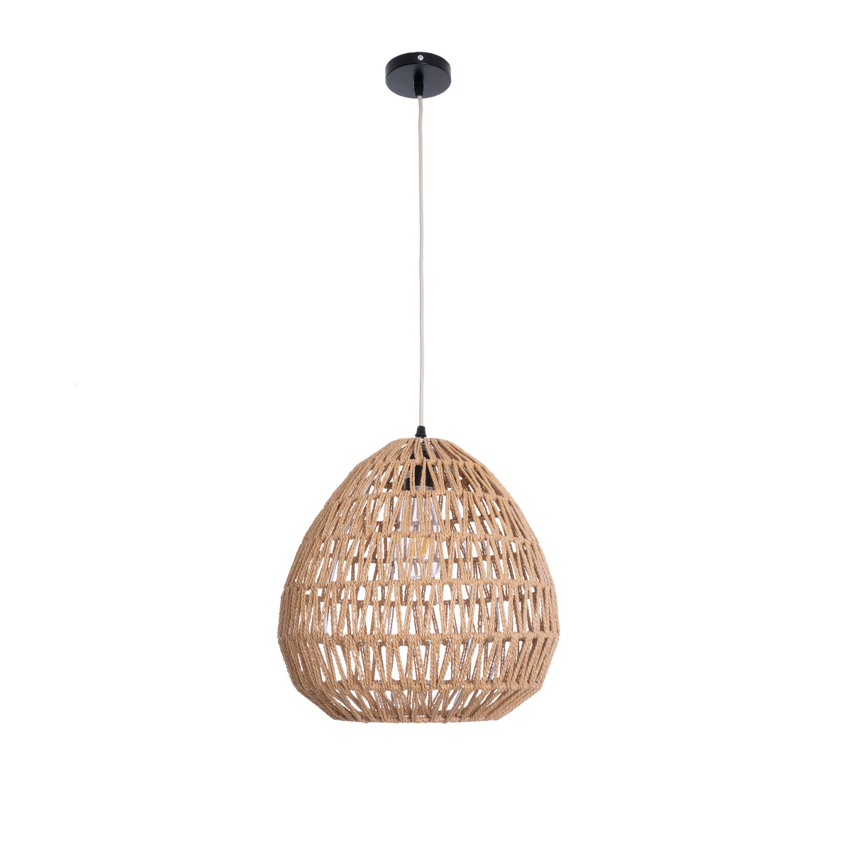 GLOBOSTAR® JJENSON 00911 Boho Κρεμαστό Φωτιστικό Οροφής με Ντουί 1 x E27 AC 220-240V IP20 - Μπεζ - Μ36 x Π36 x Υ30cm - ledmania.gr