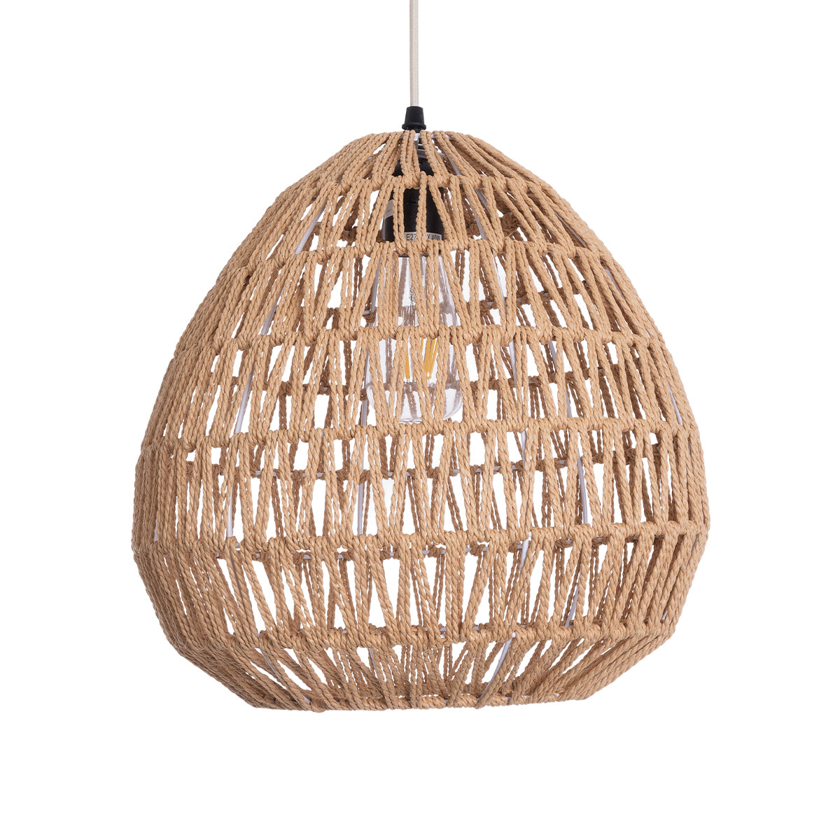 GLOBOSTAR® JJENSON 00911 Boho Κρεμαστό Φωτιστικό Οροφής με Ντουί 1 x E27 AC 220-240V IP20 - Μπεζ - Μ36 x Π36 x Υ30cm - ledmania.gr